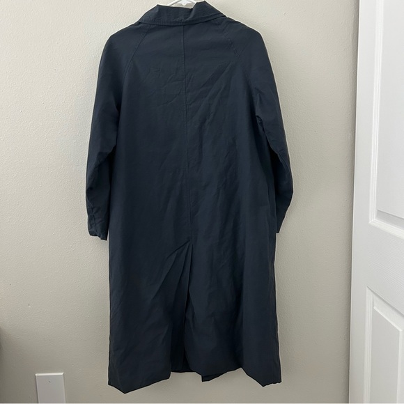 Vintage Trench Coat Navy Blue Plaid Fleece Lined Made in France Womens M? Preppy - Picture 6 of 12
